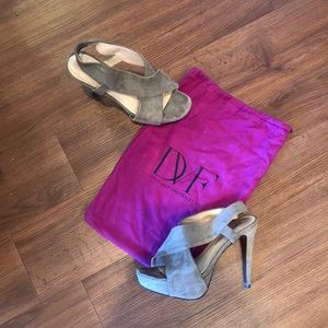DVF Grey Suede Cross Heels